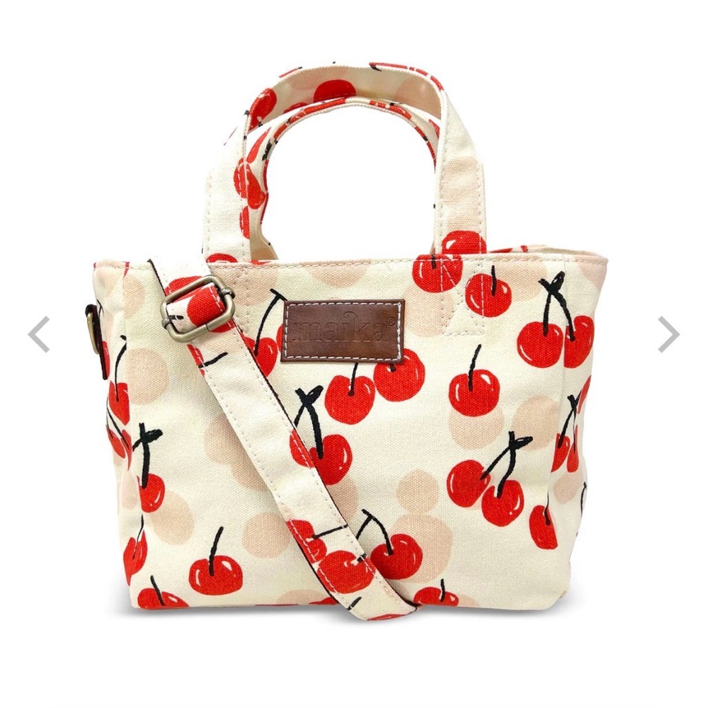 Maika Cherry Print Canvas mini Tote Bag